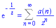 exp(-1/z) = Sum(a(n)/z^n, n = 0 .. infinity)