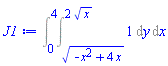 Int(1, [y = (-x^2+4*x)^(1/2) .. 2*x^(1/2), x = 0 .. 4])