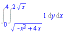 Int(1, y = (-x^2+4*x)^(1/2) .. 2*x^(1/2), x = 0 .. 4)