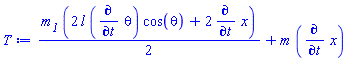(1/2)*m__1*(2*l*(diff(theta, t))*cos(theta)+2*(diff(x, t)))+m*(diff(x, t))