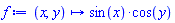 proc (x, y) options operator, arrow; sin(x)*cos(y) end proc