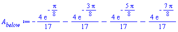 -(4/17)*exp(-(1/8)*Pi)-(4/17)*exp(-(3/8)*Pi)-(4/17)*exp(-(5/8)*Pi)-(4/17)*exp(-(7/8)*Pi)
