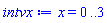 x = 0 .. 3