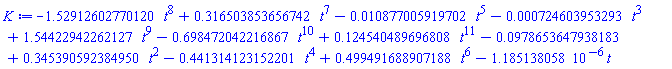 -1.52912602770120*t^8+.316503853656742*t^7-0.10877005919702e-1*t^5-0.724603953293e-3*t^3+1.54422942262127*t^9-.698472042216867*t^10+.124540489696808*t^11-0.978653647938183e-1+.345390592384950*t^2-.441314123152201*t^4+.499491688907188*t^6-0.1185138058e-5*t