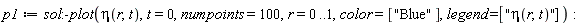 p1 := sol:-plot(eta(r, t), t = 0, numpoints = 100, r = 0 .. 1, color = ["Blue"], legend = ["&eta;(r,t)"])