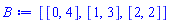 [[0, 4], [1, 3], [2, 2]]