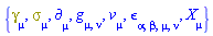 {Physics:-Dgamma[mu], Physics:-Psigma[mu], Physics:-d_[mu], Physics:-g_[mu, nu], v[mu], Physics:-LeviCivita[alpha, beta, mu, nu], Physics:-SpaceTimeVector[mu](X)}