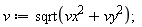 v := sqrt(vx^2+vy^2)