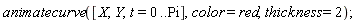 animatecurve([X, Y, t = 0 .. Pi], color = red, thickness = 2)