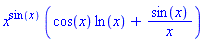 x^sin(x)*(cos(x)*ln(x)+sin(x)/x)