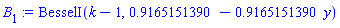 BesselI(k-1, .9165151390-.9165151390*y)