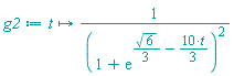 g2 := proc (t) options operator, arrow; 1/(1+exp((1/3)*sqrt(6)-(10/3)*t))^2 end proc