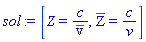 [Z = c/`#mrow(mover(mo(v),mo("&#x305;")))`, `#mrow(mover(mo(Z),mo("&#x305;")))` = c/v]