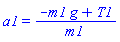 a1 = (-g*m1+T1)/m1