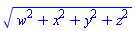 (w^2+x^2+y^2+z^2)^(1/2)
