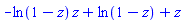 -ln(1-z)*z+ln(1-z)+z