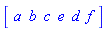 Vector[row](6, {(1) = a, (2) = b, (3) = c, (4) = e, (5) = d, (6) = f})
