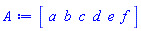 Vector[row](6, {(1) = a, (2) = b, (3) = c, (4) = d, (5) = e, (6) = f})