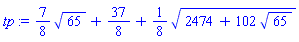 (7/8)*65^(1/2)+37/8+(1/8)*(2474+102*65^(1/2))^(1/2)