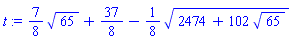 (7/8)*65^(1/2)+37/8-(1/8)*(2474+102*65^(1/2))^(1/2)