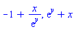 -1+x/exp(y), exp(y)+x
