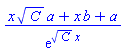 (x*C^(1/2)*a+x*b+a)/exp(C^(1/2)*x)