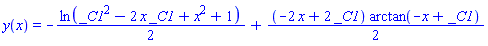y(x) = -(1/2)*ln(_C1^2-2*_C1*x+x^2+1)+(1/2)*(-2*x+2*_C1)*arctan(-x+_C1)