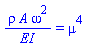 rho*A*omega^2/EI = mu^4
