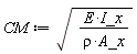 CM := sqrt(E*I_x/(rho*A_x))
