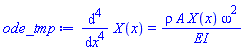 diff(diff(diff(diff(X(x), x), x), x), x) = rho*A*X(x)*omega^2/EI