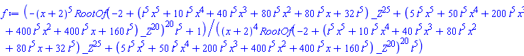 (-(x+2)^5*RootOf(-2+(t^5*x^5+10*t^5*x^4+40*t^5*x^3+80*t^5*x^2+80*t^5*x+32*t^5)*_Z^25+(5*t^5*x^5+50*t^5*x^4+200*t^5*x^3+400*t^5*x^2+400*t^5*x+160*t^5)*_Z^20)^20*t^5+1)/((x+2)^4*RootOf(-2+(t^5*x^5+10*t^5*x^4+40*t^5*x^3+80*t^5*x^2+80*t^5*x+32*t^5)*_Z^25+(5*t^5*x^5+50*t^5*x^4+200*t^5*x^3+400*t^5*x^2+400*t^5*x+160*t^5)*_Z^20)^20*t^5)