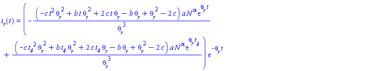 i__r(t) = (-(-c*t^2*theta__r^2+b*t*theta__r^2+2*c*t*theta__r-b*theta__r+theta__r^2-2*c)*a*N^alpha*exp(theta__r*t)/theta__r^3+(-c*t__4^2*theta__r^2+b*t__4*theta__r^2+2*c*t__4*theta__r-b*theta__r+theta__r^2-2*c)*a*N^alpha*exp(theta__r*t__4)/theta__r^3)*exp(-theta__r*t)
