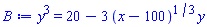 y^3 = 20-3*(x-100)^(1/3)*y