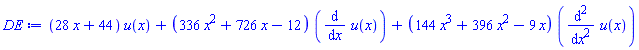 (28*x+44)*u(x)+(336*x^2+726*x-12)*(diff(u(x), x))+(144*x^3+396*x^2-9*x)*(diff(diff(u(x), x), x))