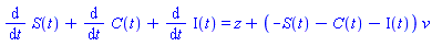 diff(S(t), t)+diff(C(t), t)+diff(Iota(t), t) = z+(-S(t)-C(t)-Iota(t))*v