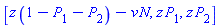 [z*(1-P[1]-P[2])-v*N, z*P[1], z*P[2]]