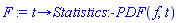 proc (t) options operator, arrow; Statistics:-PDF(f, t) end proc