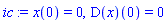 x(0) = 0, (D(x))(0) = 0