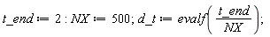 t_end := 2; NX := 500; d_t := evalf(t_end/NX)
