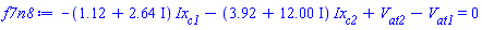 (-1.12-2.64*I)*Ix[c1]+(-3.92-12.00*I)*Ix[c2]+V[at2]-V[at1] = 0