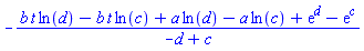 -(b*t*ln(d)-b*t*ln(c)+a*ln(d)-a*ln(c)+exp(d)-exp(c))/(-d+c)
