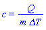 c = Q/(m*`&Delta;T`)