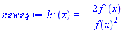 diff(h(x), x) = -2*(diff(f(x), x))/f(x)^2