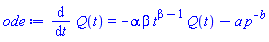 diff(Q(t), t) = -alpha*beta*t^(beta-1)*Q(t)-a*p^(-b)