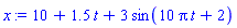 10+1.5*t+3*sin(10*Pi*t+2)
