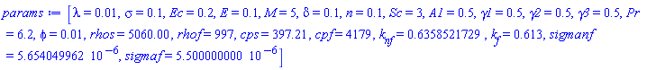 [lambda = 0.1e-1, sigma = .1, Ec = .2, E = .1, M = 5, delta = .1, n = .1, Sc = 3, A1 = .5, gamma1 = .5, gamma2 = .5, gamma3 = .5, Pr = 6.2, phi = 0.1e-1, rhos = 5060.00, rhof = 997, cps = 397.21, cpf = 4179, k[nf] = .6358521729, k[f] = .613, sigmanf = 0.5654049962e-5, sigmaf = 0.5500000000e-5]