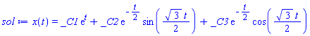 x(t) = _C1*exp(t)+_C2*exp(-(1/2)*t)*sin((1/2)*3^(1/2)*t)+_C3*exp(-(1/2)*t)*cos((1/2)*3^(1/2)*t)