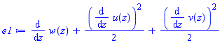 diff(w(z), z)+(1/2)*(diff(u(z), z))^2+(1/2)*(diff(v(z), z))^2
