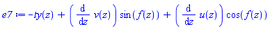 -ty(z)+(diff(v(z), z))*sin(f(z))+(diff(u(z), z))*cos(f(z))