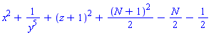 x^2+1/y^5+(z+1)^2+(1/2)*(N+1)^2-(1/2)*N-1/2